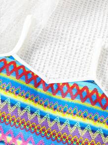 Conjunto de 2 piezas informal de verano para niña de 8 a 12 años, top de tirantes con onda y pantalones cortos de playa, adecuado para vacaciones casuales