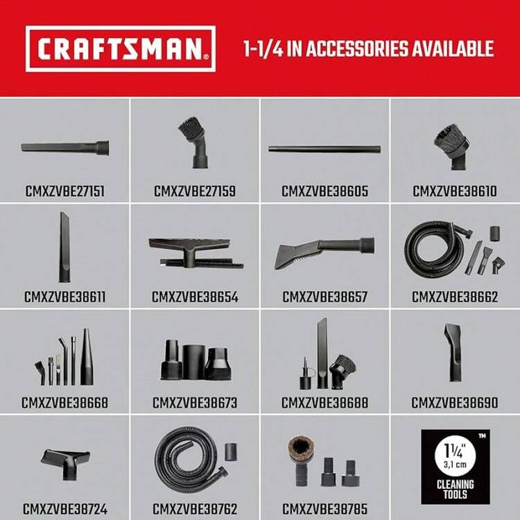 CRAFTSMAN Kit de accesorio para aspiradora de grado industrial - Conector de manguera para aspiradora - 3 piezas - Negro - Plástico - 3 unidades. Kit adaptador. - Añade 6