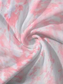 扎染创意卡通字母印花圆领短袖T恤女夏季 - 粉色 - 查看 7