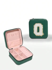 1pc 字母珠宝盒，可定制 DIY 花朵图案旅行珠宝盒，珠宝旅行袋，小珍珠珠宝盒，伴娘礼盒，耳环，项链，戒指，小巧珠宝盒，珠宝收纳盒，PU 皮革珠宝，耳环，珠宝收纳盒，创意便携式珠宝盒，耳环，礼品盒