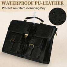 NEWHEY Messenger Bag Men Vintage PU Leather Laptop Bag For Men 15.6 Inch Waterproof Briefcase Retro Satchel Laptop Bags For Men Computer Bag For Work College Travel Office Large Shoulder Bag - màu đen - Xem 5