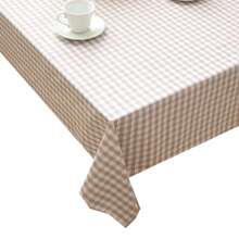 eluckya Rectangular Checkered Tablecloth, Stain-Resistant And Wrinkle-Resistant Washable Polyester PVC Tablecloth, Suitable For Table Decoration, Kitchen Decoration, Wedding Party, Autumn Picnic, Halloween Decoration, Christmas Decoration, Restaurant Tablecloth - Kaki caro nhỏ màu sáng - Xem 3