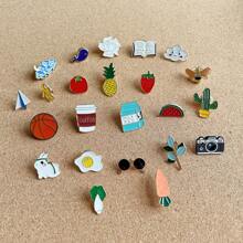 5/30pcs Multi-Color Enamel Metal Brooch Pins, Casual Vintage Style Brooch For Clothes, Pants, Backpacks, Ideal Gift For Friends, Random Color & Design - Multicolor - View 4