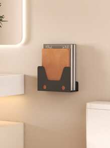 1 件创意自粘式壁挂式卫生纸架，节省空间的浴室收纳架，用于整理和储存卷纸和书籍，家居装饰收纳架，多功能浴室架 - 彩色 - 查看 3