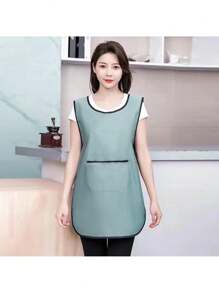 New Large Pockets Hairdressing Cloak Anti-Fouling Vest Hair Stylist Apron Kitchen Waterproof Home Cleaning Solid Color Apron - Multicolor - View 4