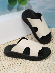 1 para beżowych kapci dla dziewczynki, wsuwane kapcie dla maluchów, nowy model, letnie klapki plażowe na zewnątrz - Beżowy - Zobacz 6