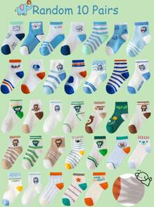 10 双儿童春夏网眼透气可爱卡通动物图案短袜（小狗、大象、考拉、猴子、海豹） - 彩色 - 查看 11