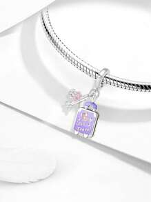 1Pc 925 Sterling SilverFashionable Luggage Beads Charms Fit For Women Bracelets Bangles DIY Jewelry Making And Daily Outfit Matching Jewelry Decoration For Girls - Suitcase - View 4