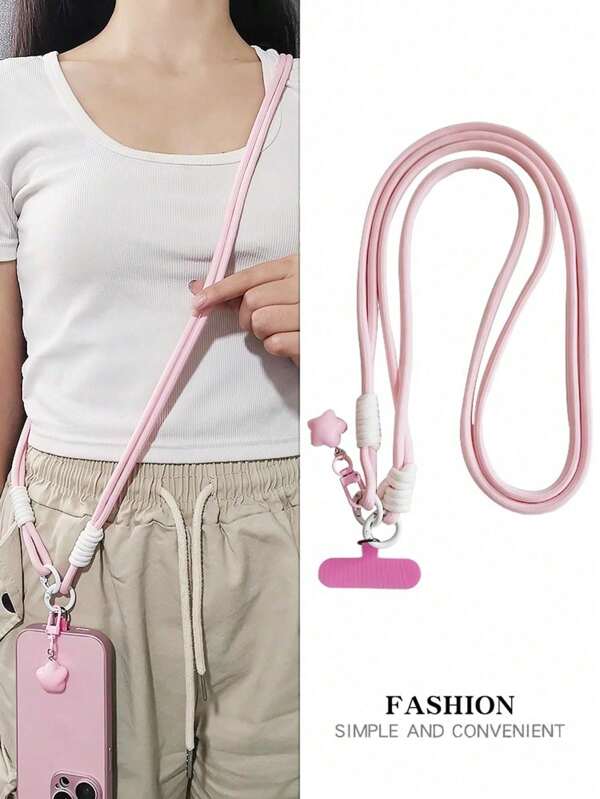 1pc Star Pendant Double Strand Cross Body Phone Lanyard, Braided Cord Strong Anti-Break, Anti-Lost For Phone Case, Includes Spacer Gifts For Mother, Family, Friends, Birthday, Holiday Phone Charm, Phone Chain