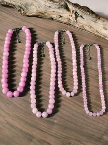 Collar gargantilla con cuentas hecho a mano con amuleto natural de 12 mm, adecuado para uso diario, regalo del Día de la Madre, gargota con 6 mm/8 mm/10 mm/12 mm (color de piedra natural aleatorio)