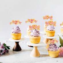 10 piezas de decoraciones para pasteles con flores artificiales - Tóper para pastel de cumpleaños feliz, decoraciones para pasteles de boda, compromiso, baby shower, cumpleaños, cupcakes, aniversario y fiestas