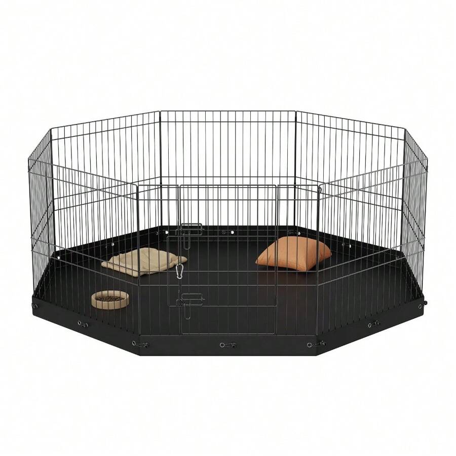 Dog Playpen 8 Panels Foldable Metal Dog Exercise Pen With Bottom Pad 24" H - 1 - View 1