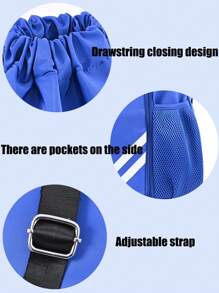1pc Drawstring Backpack, Large Sport/Fitness Bag With 2 Zipper Pockets, Separate Shoe Compartment And Water Bottle Pocket, Suitable For Teenagers, Children, Boys And Girls