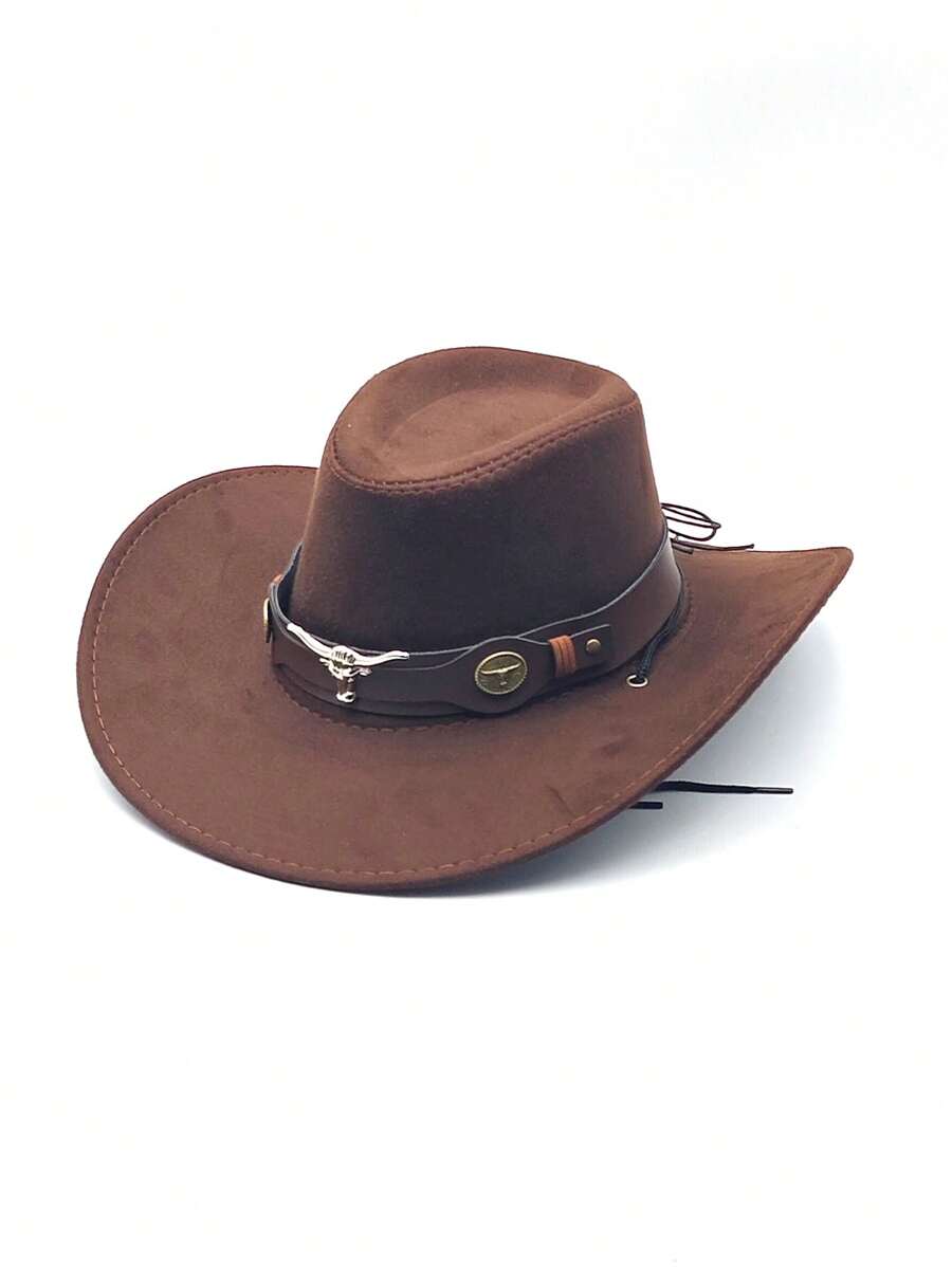 1 件男女通用纯色软毡帽，带公牛装饰带的牛仔帽，奢华礼品帽时尚迪斯科宽边帽，伴娘帽，新娘帽，全新复古，适合日常生活、派对