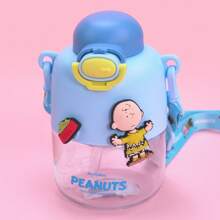 Miniso Snoopy Colorful Life Flip-Top Portable Outdoor Plastic Bottle (550mL-Blue) - Blue - View 6
