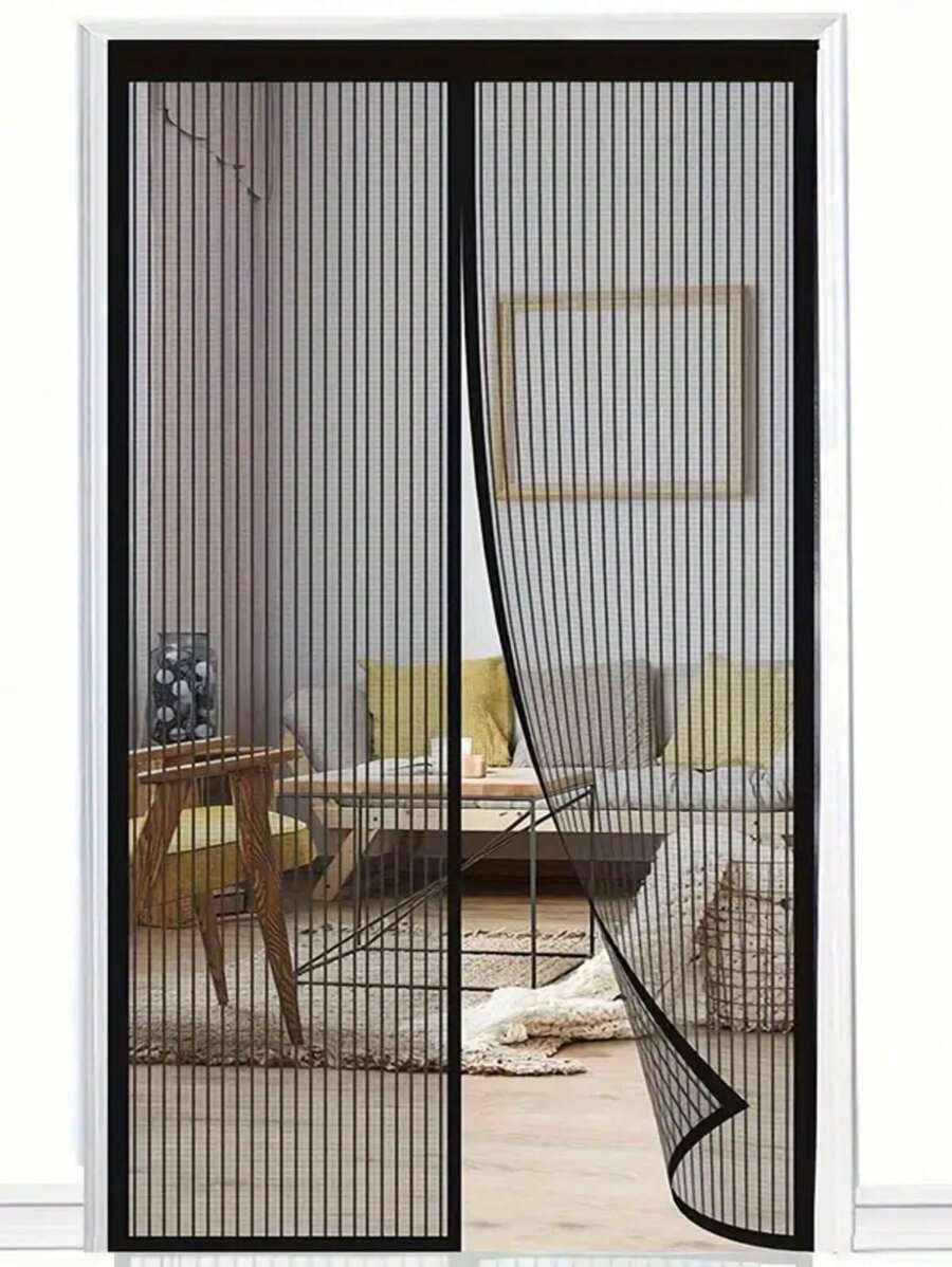 Magnetic Door Panel, Fabric Net, Door Panel Magnetic Closure, Self-Locking And Robust Net To Prevent Insects From Entering Through The Strong Magnetic Door Panel Net, 100*200cm Black