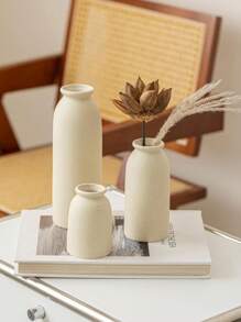 1 pieza/Set de 3 piezas Juego de jarrones de estilo vintage, decoración moderna de granja bohemia, jarrones decorados con pasto pampa y flores secas, acabado desgastado, regalos de cumpleaños, graduación, decoración del hogar, decoración de la habitación, jarrón de flores, jarrón de vidrio