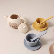 13 件婴儿过家家硅胶玩具、厨房茶具套装逼真玩具，适合儿童、幼儿、男孩和女孩的生日礼物 - 彩色 - 查看 7