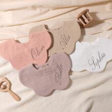 1pc Customized Embroidery Name Baby Bib, Decoration Drool Cloth, Infant Shower Gift For Boys Or Girls,Delicate Romance,Baby,Customized Baby Bibs - Multicolor - View 3