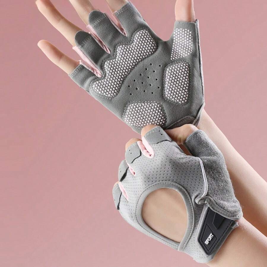 1 paio di guanti senza dita unisex per fitness, in materiale traspirante e ad asciugatura rapida, con design antiscivolo sulla palma, resistente all'usura, adatti per yoga, sollevamento pesi, attività all'aperto, ciclismo, accessori palestra, sport, esercizi domestici, guanti da palestra per donne, guanti da boxe, guanti da palestra, guanti da palestra per uomo