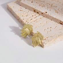 1 对女士不对称形状螺旋金耳钉，适合日常和海滩度假佩戴 - 彩色 - 查看 1