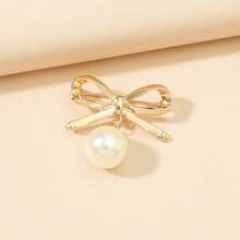 1 件时尚优雅简约百搭迷你珍珠蝴蝶结胸针