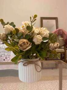 Vaso da fiori mini intrecciato a righe in plastica, adatto per decorazioni da interni, tavoli da caffè, matrimoni