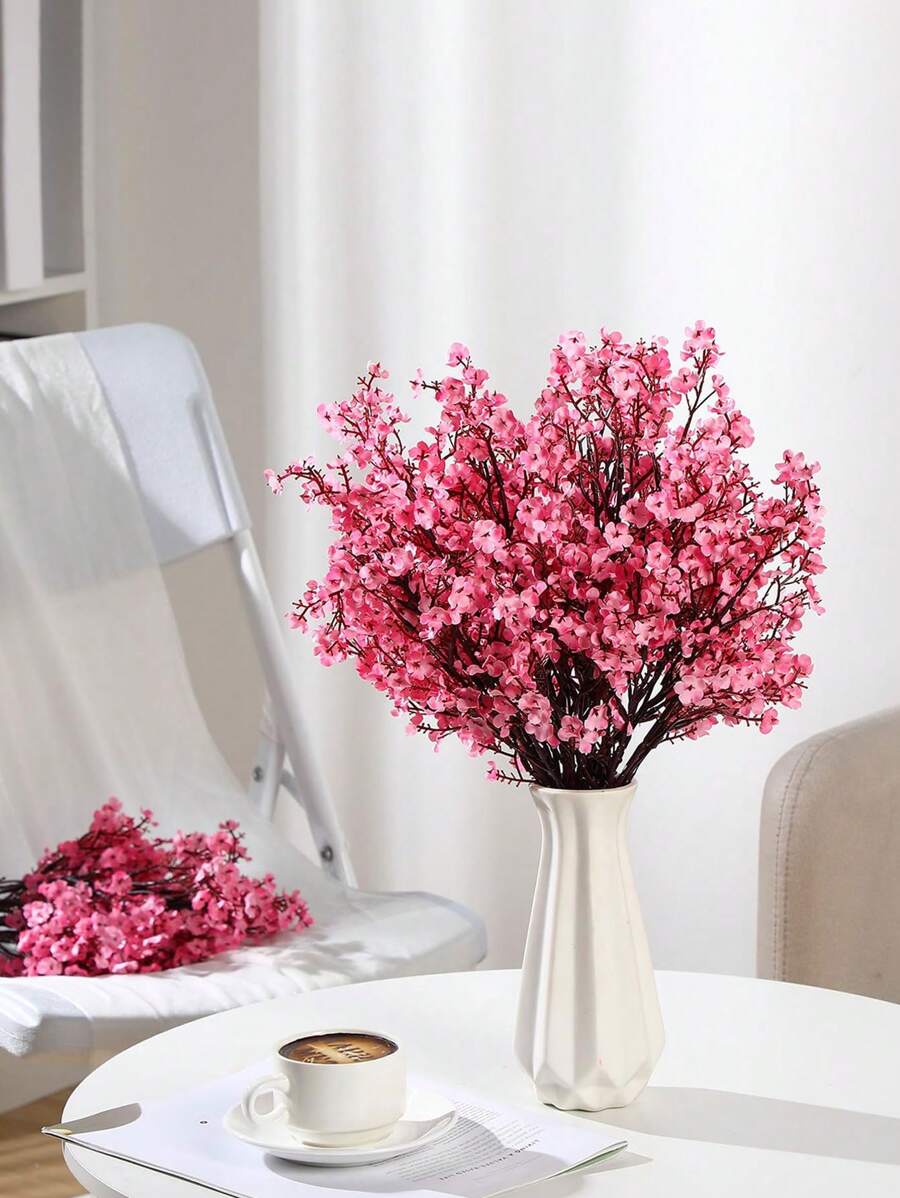 3 件装人造花束满天星婚礼装饰，假植物房间装饰秋季装饰假花花园秋季装饰中心装饰家居花瓶装饰，人造花束满天星春天花朵满天星丝绸花 - 粉色 - 查看 1