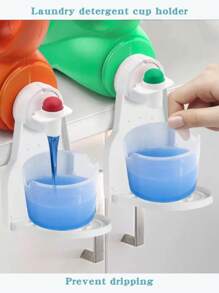 1pc Detergent Powder Dispenser, Hanging Portable Plastic Bathroom Laundry Detergent Rack, Fabric Softener Foam Distributor And Drip Collector, Laundry Storage Box, Cup Rack, Laundry Accessories