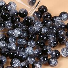 100pcs 6-8mm Creative Black And White Acrylic Cracked Beads, Suitable For Women, DIY Bracelets, Necklaces, Jewelry Materials,Suitable For Holiday Beading