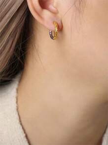 Set de 3 pares de pendientes de aro bicolor ligeros estilo Ins, pendientes de acero inoxidable de lujo para mujeres, adecuados para uso diario