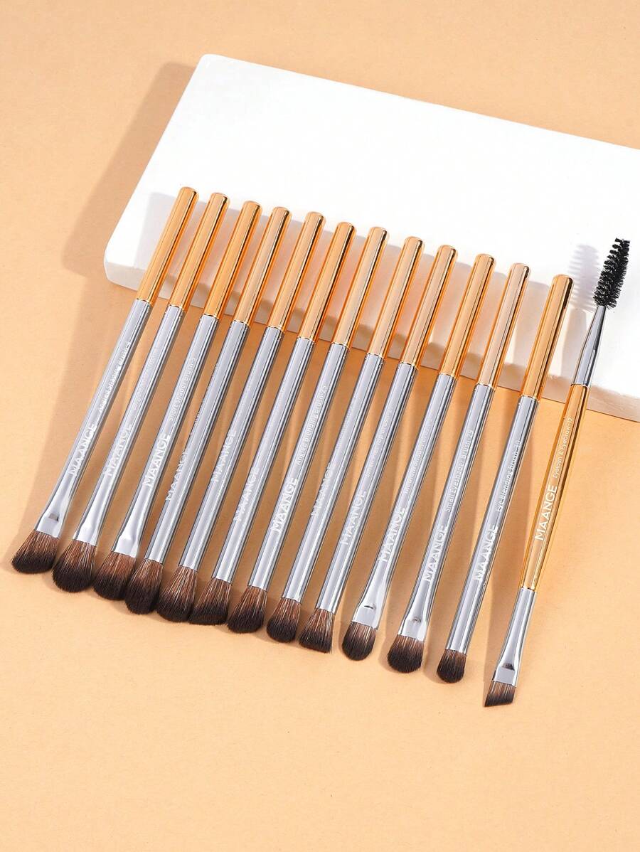 MAANGE 13pcs Pro Eye Makeup Brushes Set For Eyeshadow Concealer Highlight Cosmetics Blending Liquid Cream Products Beauty Tool Brush For Travel, Makeup Reapply Of Party - Multicolor - View 1