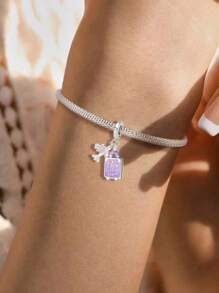 1Pc 925 Sterling SilverFashionable Luggage Beads Charms Fit For Women Bracelets Bangles DIY Jewelry Making And Daily Outfit Matching Jewelry Decoration For Girls - Suitcase - View 3