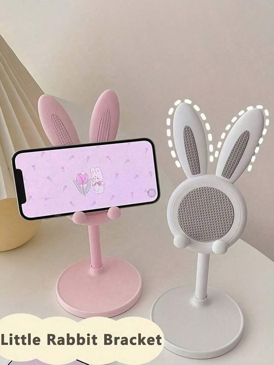 Cute Cell Phone Stand For Desk, Adjustable Bunny Phone Holder - Perfect Student Desktop Companion For Slouchy Days, Desk Accessories Cell Phone Stand, Angle Height Adjustable Bunny Phone Stand For Desk, Cute Rabbit Phone Holder Stand Travel Accessories Travel Must Haves Beach Vacation Summer Holiday School Accessories Back To School Supplies Stuff - Multicolor - View 1