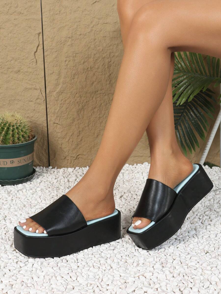 Giày Sandal hở mũi đế dày thời trang thường ngày thanh lịch cho nữ, phong cách Châu Âu và Mỹ, mặc hàng ngày - Nhiều màu - Xem 1