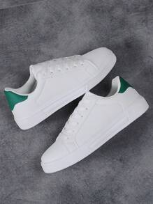 Men's Fashion Casual Slip-On Loafers, Korean Style, White Leather Sneakers, Suitable For Students And Plus Size