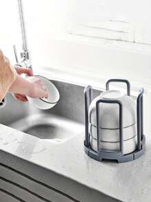 1 Giá để bát đĩa nhà bếp bằng nhựa có thể điều chỉnh, có thể tháo rời/thu gọn, tiết kiệm không gian, chống ẩm, đựng đĩa và bát, kích thước 5,83"*5,51" - Nhiều màu - Xem 8