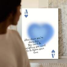 1pc Framed Canvas Wall Art, Light Blue Canvas Wall Art Slow Down You're Doing Fine Retro Light Blue Ace Of Hearts Playing Card Print Poster Art Print Canvas Poster, Ideal Gift For Bedroom Living Room Hallway Dorm Wall Decor - 彩色 - 查看 7