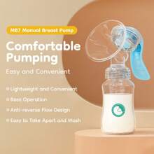 Manual Breast Pump Set With Piston Pump System - Including 150 Ml Bottle And Teat, Plastic, Suitable For Breastfeeding And Milk Storage Accessories For Ages 14+
