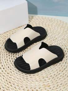 1 para beżowych kapci dla dziewczynki, wsuwane kapcie dla maluchów, nowy model, letnie klapki plażowe na zewnątrz - Beżowy - Zobacz 3