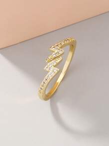 Nooxian 1 件女士斋月时尚水钻元素戒指，奢华闪电锆石戒指