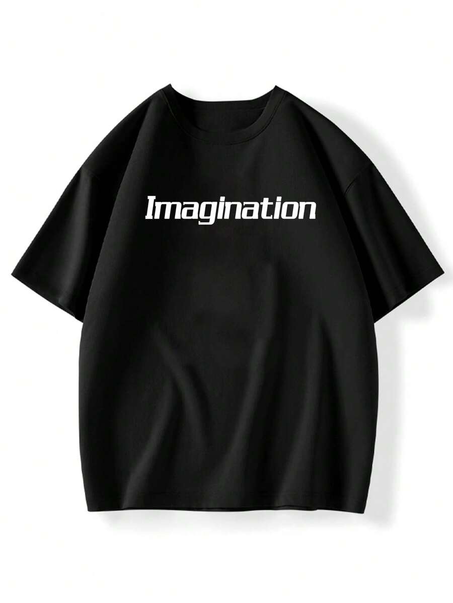 Men's T-Shirt, Classic Graphic T-Shirt, Soft And Comfortable T-Shirts For Men, Script Logo, 180g, 100% Cotton - Schwarz - Übersicht 1