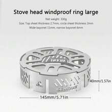 1pc Outdoor Stove Wind Guard With Large Surface Area, Available In Small/Large Size, Compatible With 3/4-Prong Burners, Stainless Steel Mini Portable Stove Ring
