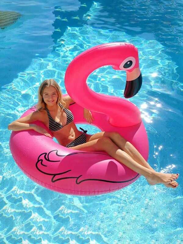 1pc Summer Rose Inflatable Flamingo Pool Float Swim Party Supplies Fun Beach Essentials Floaties For Adults Pool Party Favor