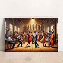 1pc Wooden Frame African American Sugar House Dance Canvas Painting Thickness 2.25cm/0.9inch High Quality Wall Art Print Poster Ready To Hang Wall Picture Decoration Home Gifts, Holiday Gifts, Living Room, Bathroom, Bedroom, Kitchen
