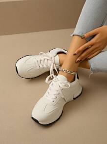 Casual sportschoenen voor dames, vetersluiting, zachte zool, nieuw design voor lente en herfst, dagelijks comfortabel buiten, hardloopschoenen