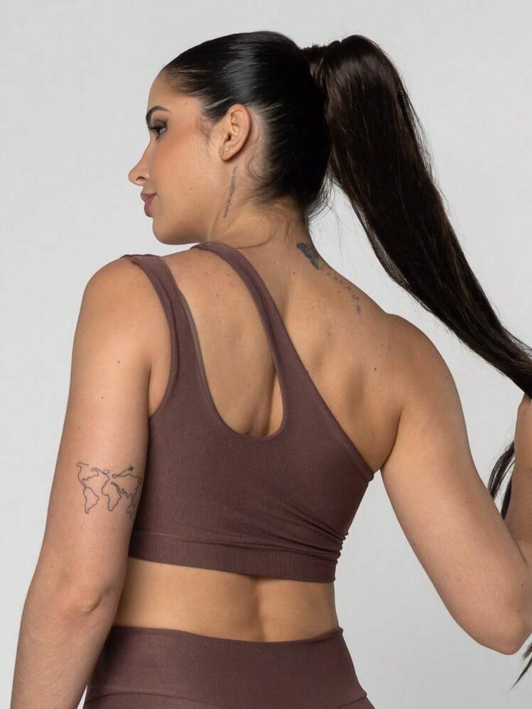 LOT FITNESS Conjunto Fitness Academia Top e Legging Poliamida Roupa de Academia Feminino - Marrom - Visão 3