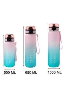 1 件 500ml、650ml、1000ml 大容量塑料渐变水杯 户外运动水杯 直饮水瓶 方便携带 - 粉紅青色 - 查看 6