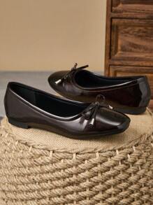 MonaNise Women's Fashion Casual Shoes: Khaki, Black & White, Square Toe, Red Slip-On, Yellow Flat, Mint Green Outdoor, Pink Vacation, Burgundy Party, Elegant & Versatile For Office, Black Loafers - Brown - View 4