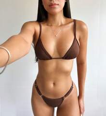 Biquini Fita Marquinha Feminino Regulagem Bronze Verão Carnaval Moda Praia Conjunto